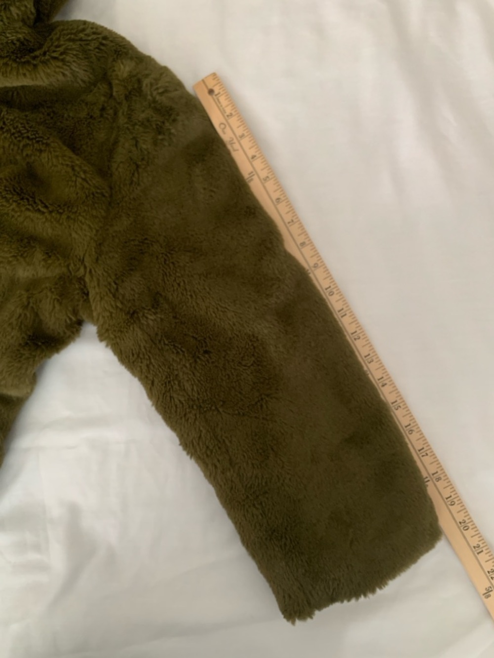 Zara Olive Green Faux Fur Plush Zip-Up Hoodie - Picture 8 of 9